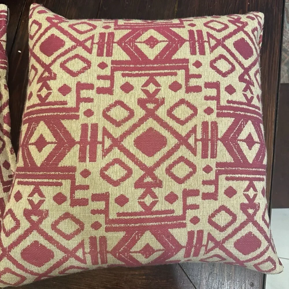 Jonathan Louis 2 Abstract Pink Lattice Feather 21” Square Pillow Couch Pillow